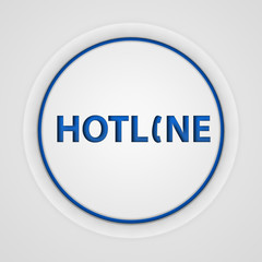 Hotline circular icon on white background