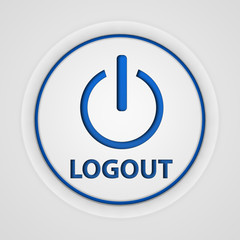 Logout circular icon on white background