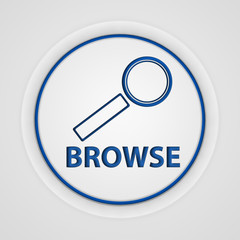 Browse circular icon on white background
