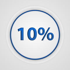 Ten percent circular icon on white background