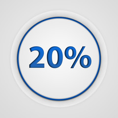Twenty percent circular icon on white background