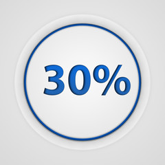 Thirty percent circular icon on white background
