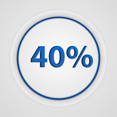 Fourty percent circular icon on white background
