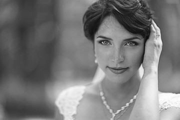Portrait of a bride in a white dress