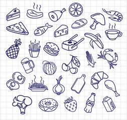 Vector food menu elements icon set