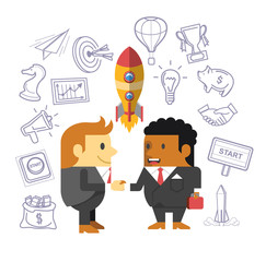 Business people shaking hands. Start up flat vector illustration