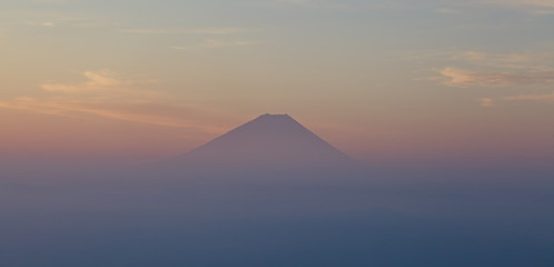 Top of Mountain Fuji and morning sky before sunrise