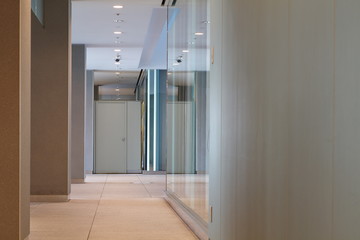 Perspective of office corridor in the modern office building