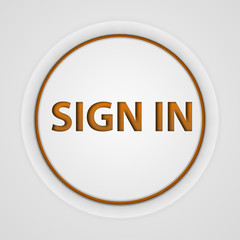 sign in circular icon on white background