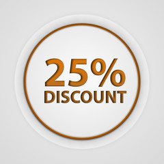 Discount 25 circular icon on white background