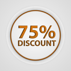 Discount 75 circular icon on white background
