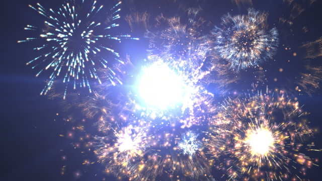Fireworks and Lights Background Blue