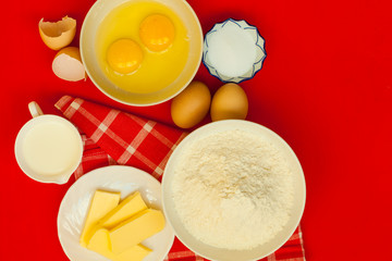 Preparation for baking, bake ingredients.