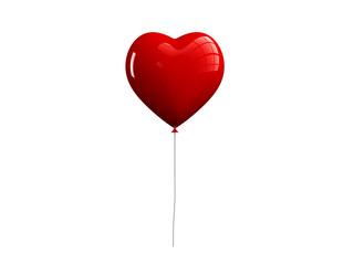 Naklejka na ściany i meble Red heart balloon on white background