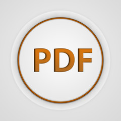 Pdf circular icon on white background