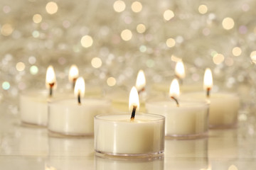 Group of tea lights for holiday celebrations