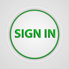 sign in circular icon on white background
