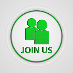 Join us circular icon on white background