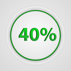 Fourty percent circular icon on white background