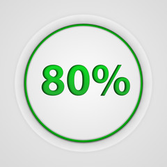 Eighty percent circular icon on white background