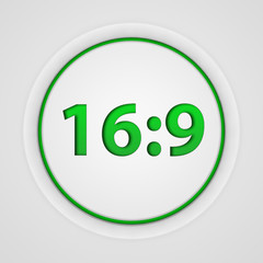 16:9 circular icon on white background