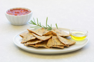 Gluten free rosemary olive oil crackers