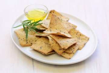 Gluten free rosemary olive oil crackers