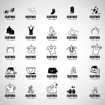 Clothes Icons Set - Isolated On Gray Background