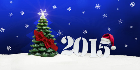 christmas tree happy new year 2015 blue