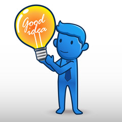 man holds the bulb Good idea.