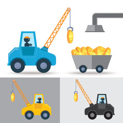 Golden coin and crane