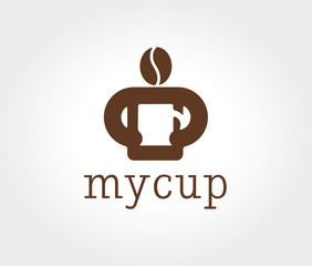 Abstract coffe bean logotype concept isolated on white