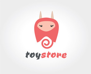 Abstract vector devil cute character logo icon concept.