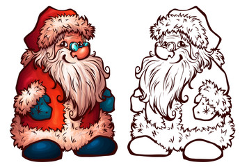 Vector sketch of Santa Claus. Christmas illustration