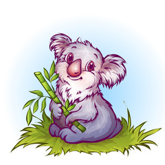 Vector illustration of koala in cartoon style