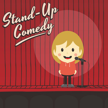 female stand up comedian cartoon character