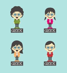 geek cartoon character set