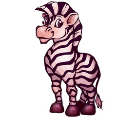 Vector illustration of zebra in cartoon style