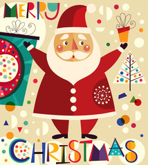 Christmas vector illustration with Santa Claus