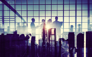 Silhouette of Business People Meeting in the Office