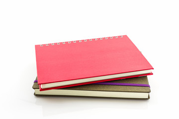 Red and brown diary book.