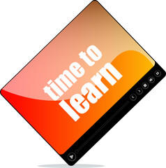 Video player for web with time to learn word