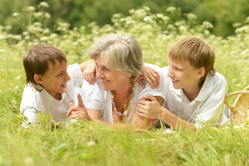 Grandmother with her grandchildren