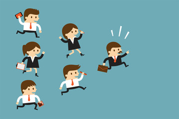 Business people following leader