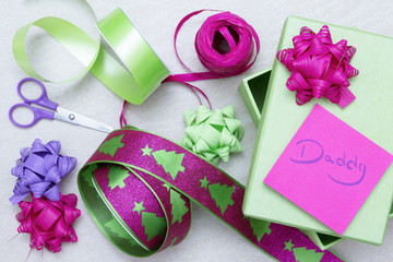 wrapping a gift for daddy