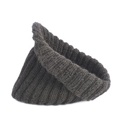 Black knitted head cap isolated