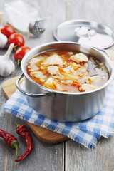 Cabbage soup with meat