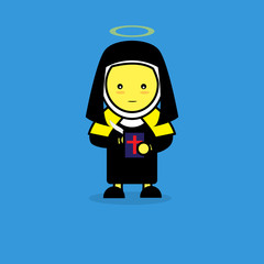 Woman in St. Teresa of Avila suit for All Saints Day.