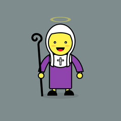 Woman in St. Monica suit for All Saints Day.