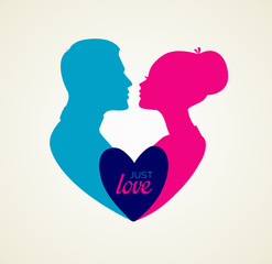 Couple's silhouette kissing image